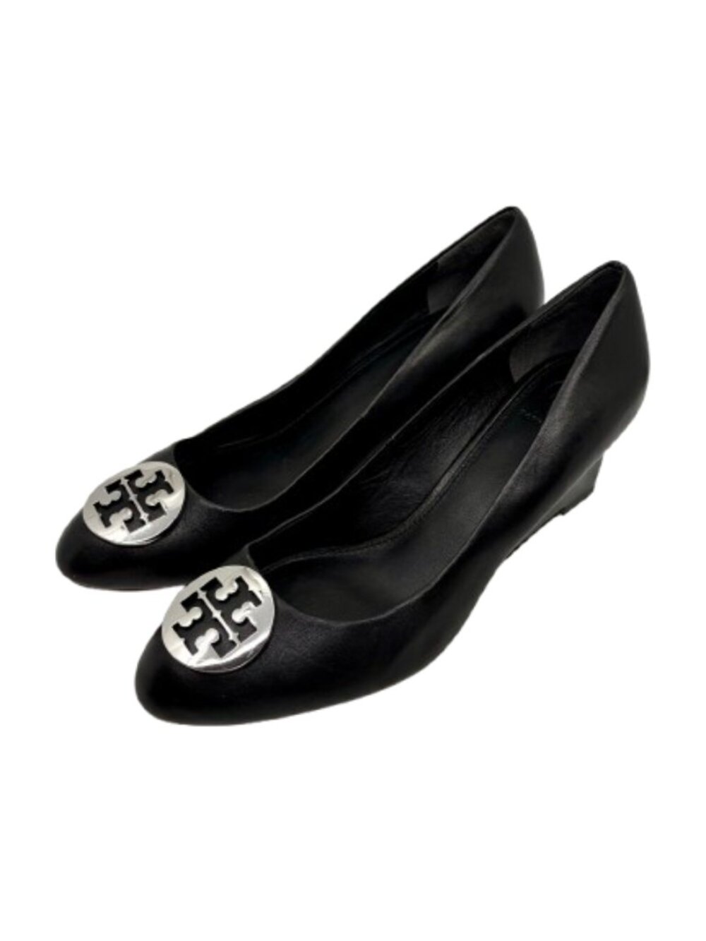 TORY BURCH~Sally 2~LEATHER PEEP TOE WEDGE PUMP SHOE Size 8.5 NEAR NEW